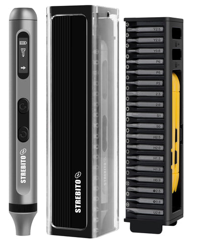 STREBITO 3.7V Mini Electric Screwdriver, 42-in-1 Precision Electric Screwdriver Kit, 36 S2 Magnetic Bits, Mini Power Screwdriver with Display, Electric Screwdriver Cordless for Electronic Laptop Phone
