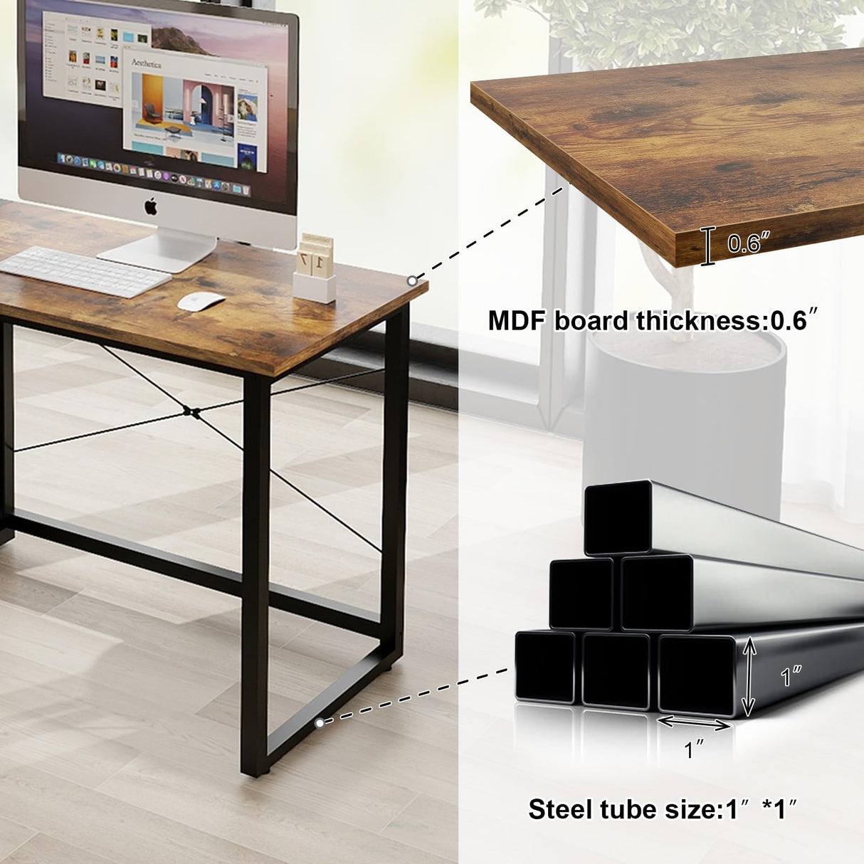 Natwind Two Person Desk with Storage Shelves, 92.5" Double Computer Desk with PC case Stand for Home Office, Home Craft Table Workstation, Heat Press Table, Long Gaming Desk,Retro Natwind