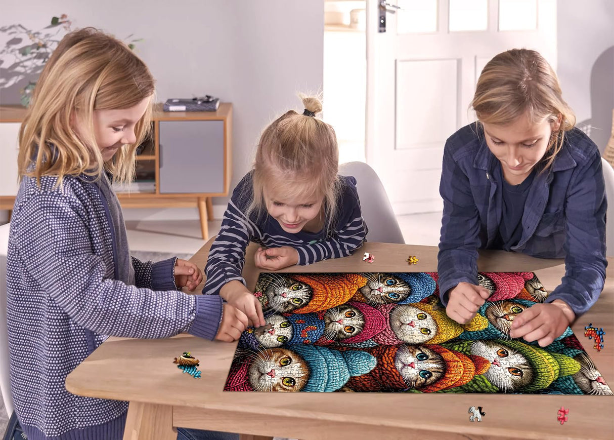 Winter Cat Puzzles for Adults 1000 Pieces, Funny Kitten Jigsaw Puzzles, Fantasy Hat Kitty Animal Puzzle as Home Decor PPuzzling