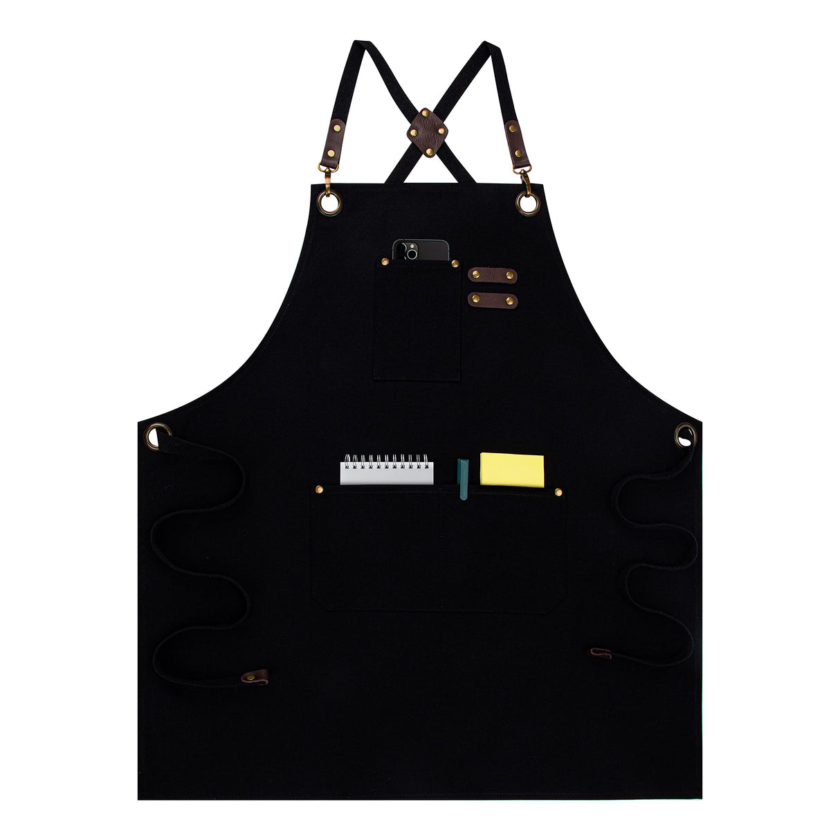 Heavy Duty Work Aprons for Men & Women with Pockets, Premium Cotton Canvas Cross Back Adjustable Tool Apron, for Cooking, Housekeeping, Serving, Woodworking, Gardening, Welding, Pottery, Black PSBP BEAUTY