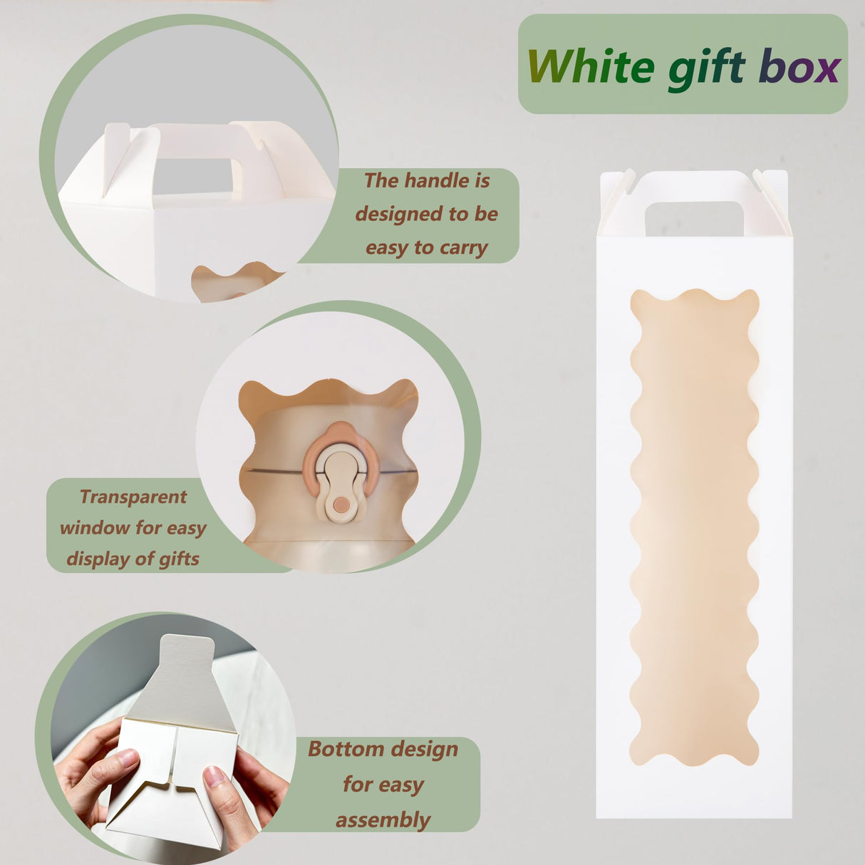 Hzzycaxli Christmas Gift Boxes with Handle for Sublimation Glass Cup,Tumbler Gift Box for 20oz/30oz Sublimation Glass Can Blanks, Wine Bottle Cup Wrapping Packaging Boxes (Laser&white-20p) Hzzycaxli