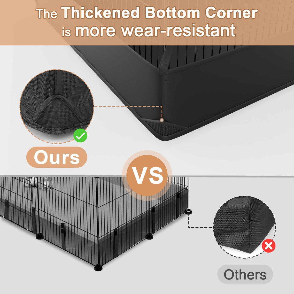 Tresbro Guinea Pig Cage with Waterproof PVC Bottom Liner & One-Hand Release Hook, Triple Fixing C&C Cage for Guinea Pigs, Bunny, Rabbit, Hedgehog, Small Animal Indoor Playpen 48''L x 24''W x 16''H Tresbro