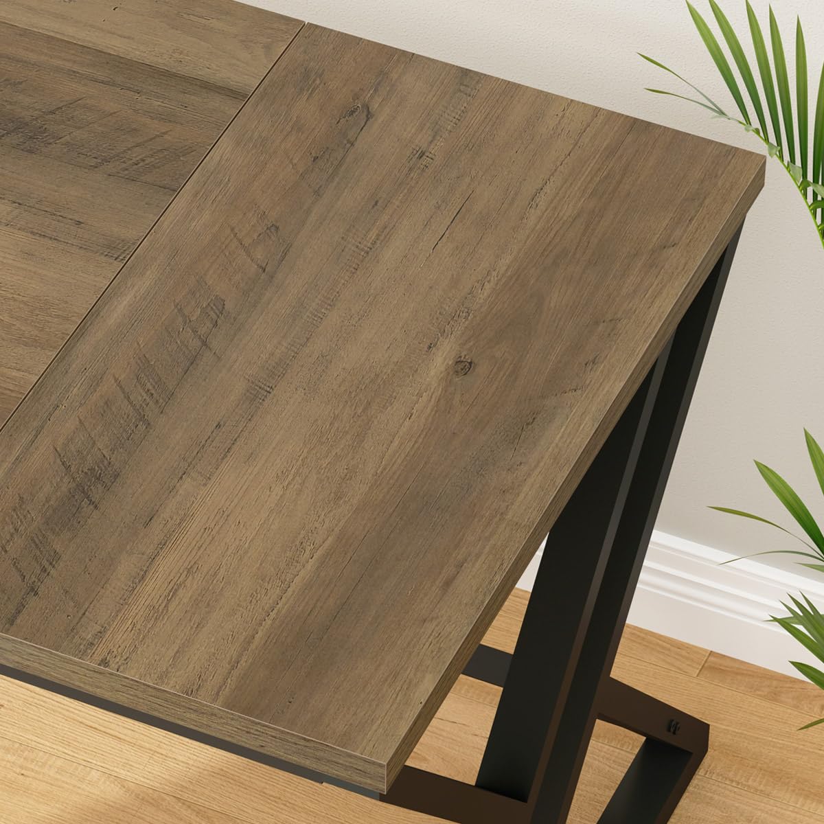 LVB Rustic Large Computer Desk, Industrial Extra Long Home Office Desk, Wood Pc Writing Work Study Computer Table Desk, Farmhouse Workstation Gaming Executive Desk for 2 Person, Rustic Oak, 70 Inch LVB