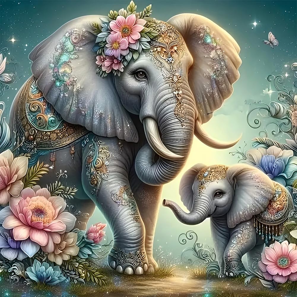 Anuver Elephant Diamond Painting Kits for Adults, 5D DIY Diamond Art Kits for Beginners, Full Drill Diamond Painting Kits for Home Wall Decor, 12x12 Inch Anuver