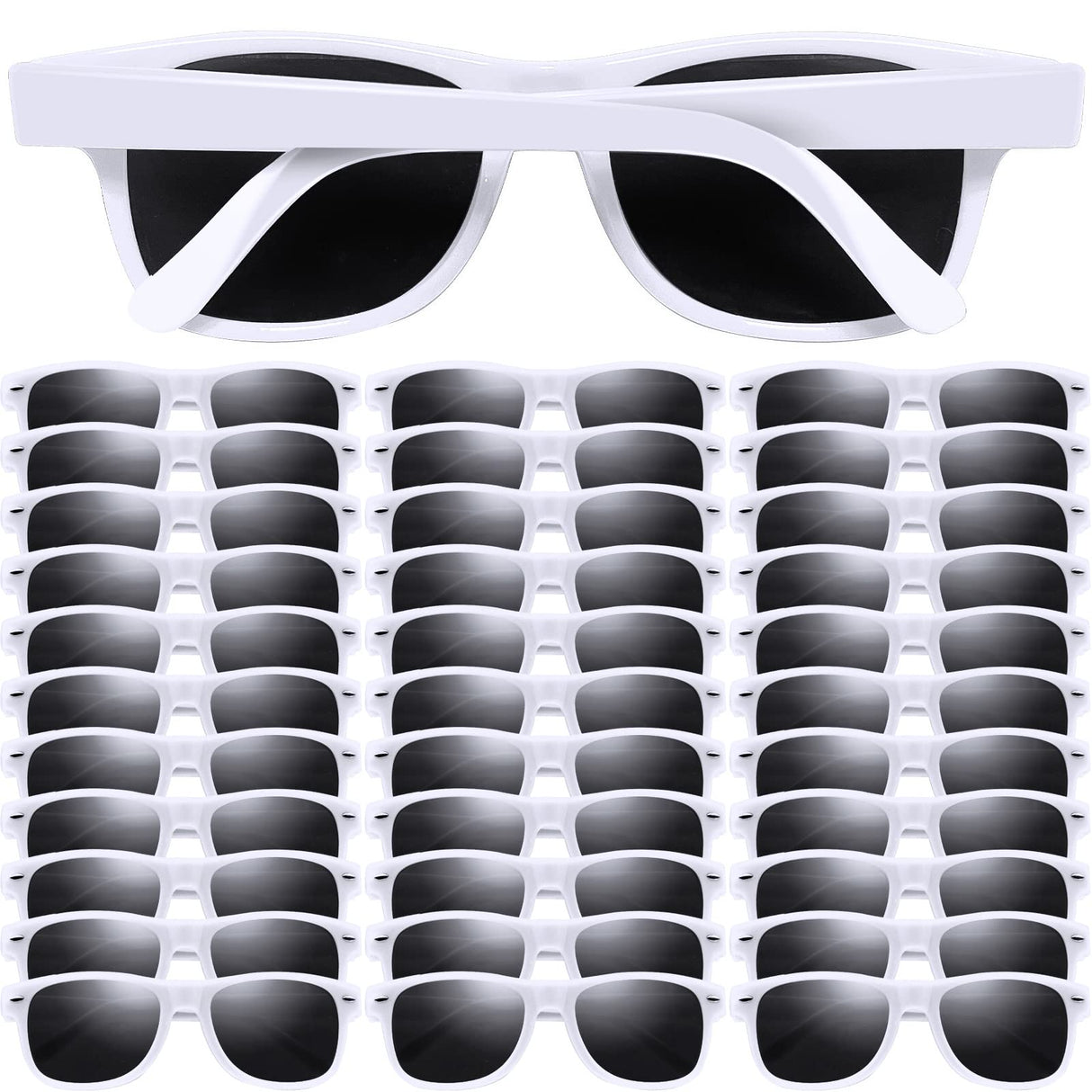 Oleitodh 60 Pack Adult White Sunglasses for Men Women in Bulk Plastic Vintage Retro Style Sunglasses 70s 80s Classic Shades Eyewear Party Prop Favors Supplies Oleitodh