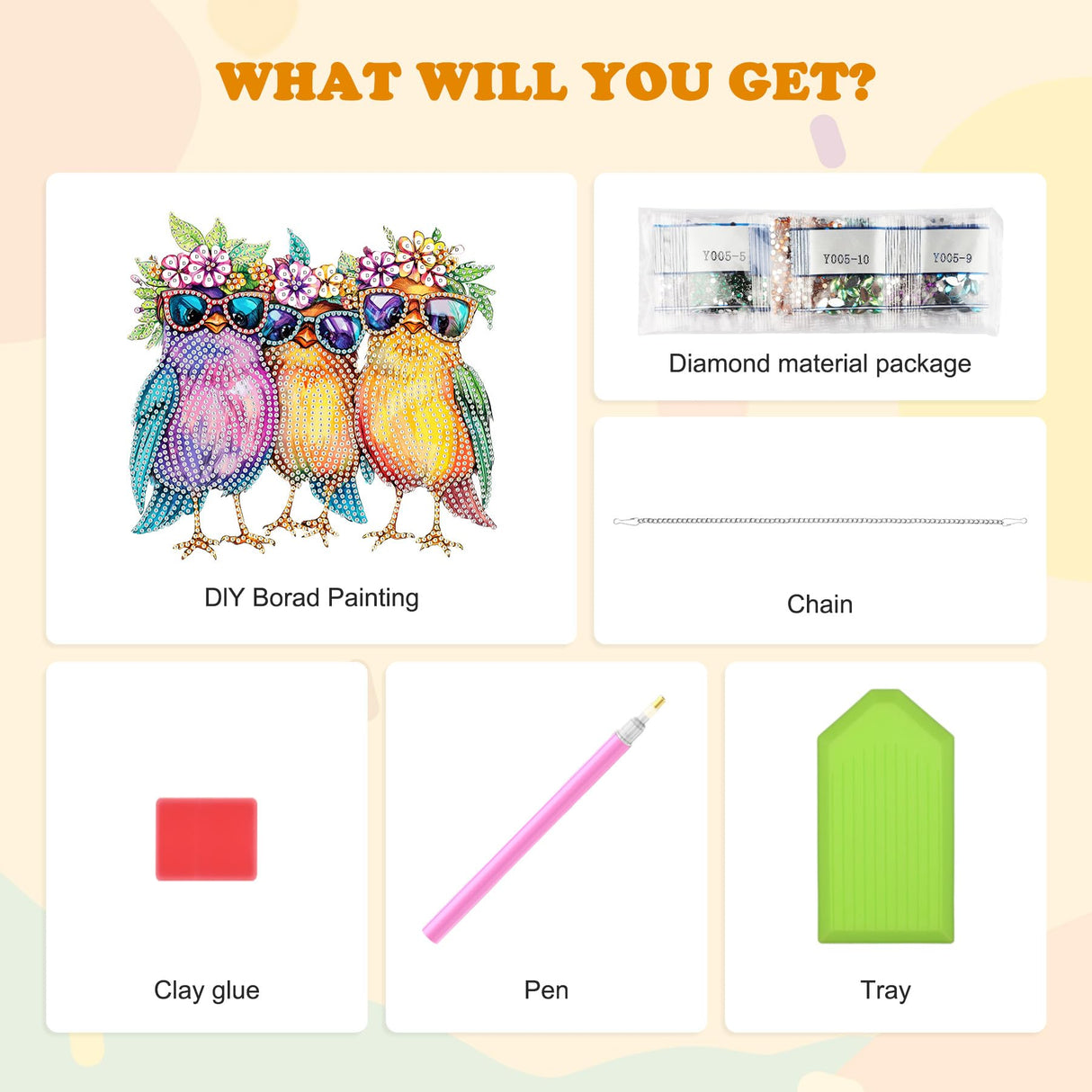 HEIBAGO Birds Hanging Diamond Art Kits for Adults, Fall Special Shaped Crystal Diamond Painting Ornament Kit, DIY Double-Sided Pattern Window Pendant Gem Art Kit for Home Wall Decor 8.3x8.3inch HEIBAGO