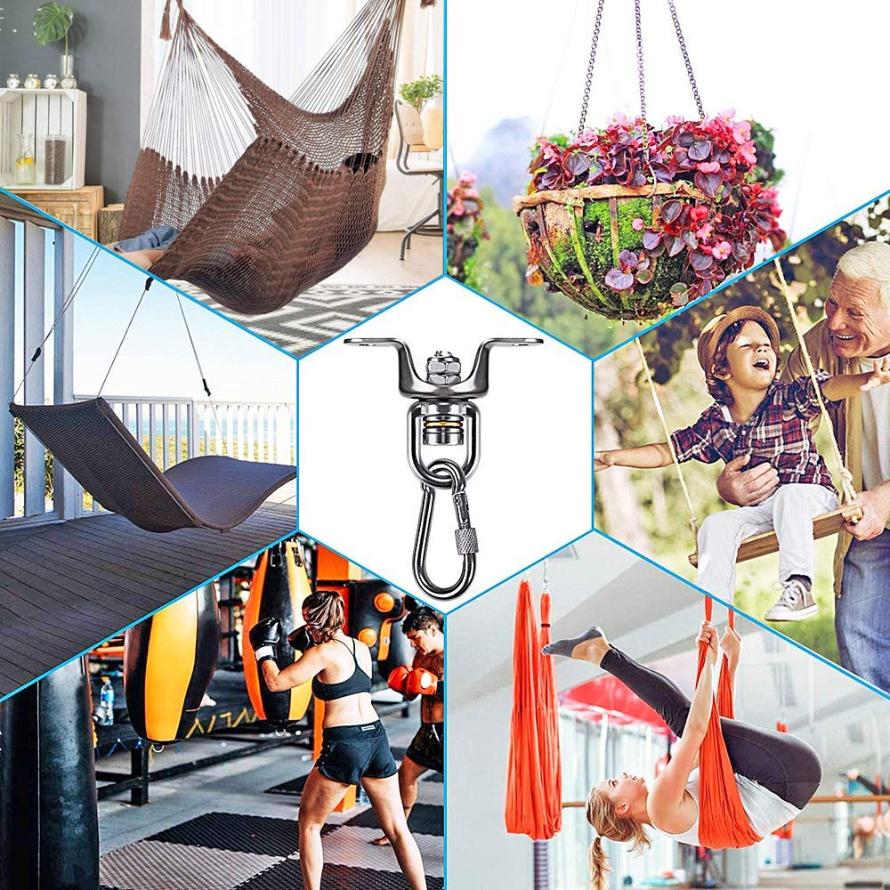 SELEWARE Heavy Duty Boxing Punching Bag Hanger, 360 Rotate Heavy Bag Hanger Bracket with Bearing and Carabiner, Wood Beam Holder for Boxing Muay Thai Training, 700lbs Capacity SELEWARE