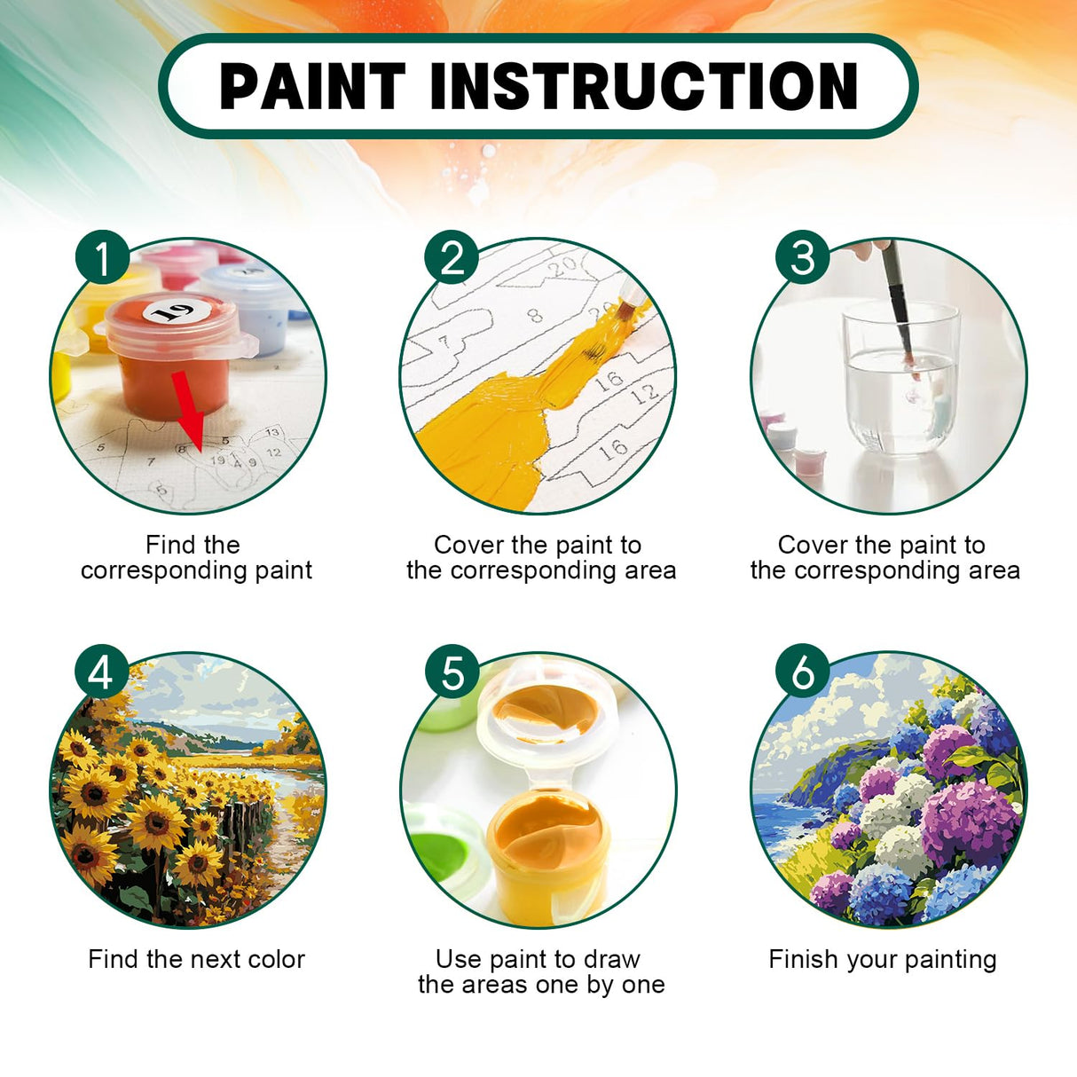 2 Pack Paint by Numbers Kit for Adults Beginner, Flowers Adult Paint by Number Kits on Canvas, DIY Hydrangea Sunflower Landscape Acrylic Painting by Number Kits for Home Decor Gift 16x20 Inch Possoco