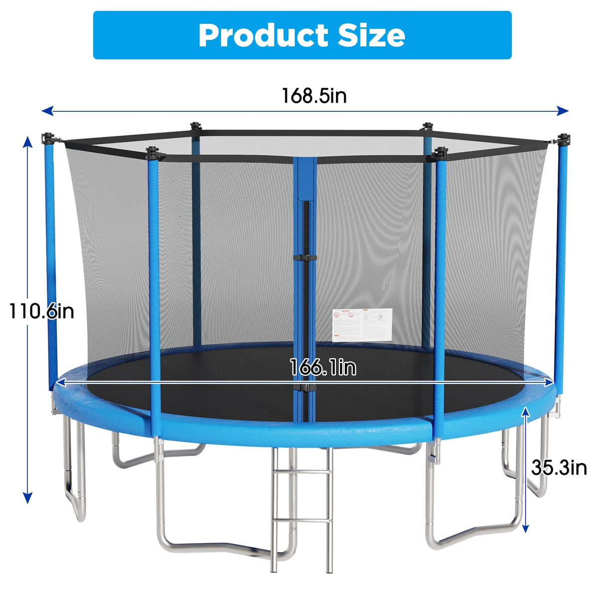 PayLessHere Trampoline 8FT 10FT 12FT 14FT Trampoline with Enclosure ASTM Approved-Combo Bounce Exercise Trampoline PVC Spring Cover Padding for Kids and Adults (Blue, 14FT) PayLessHere