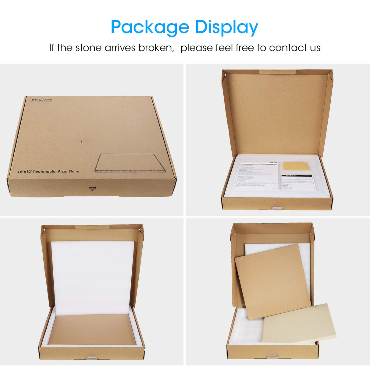 Unicook Pizza Stone, Heavy Duty Cordierite Pizza Pan for Oven and Grill, Thermal Shock Resistant Baking Stone for Bread, 15 X 12 Inch Rectangular, 6.6 lbs Unicook