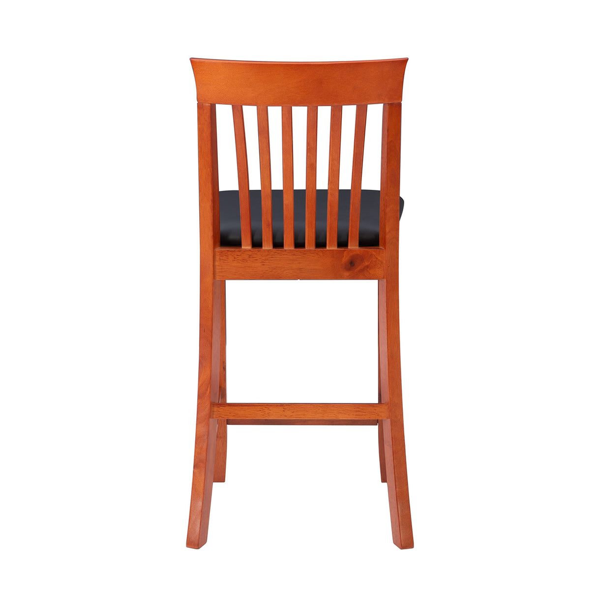 Linon Triena Red Cherry Wood Black Vinyl Padded Seat - 24 inch Linon