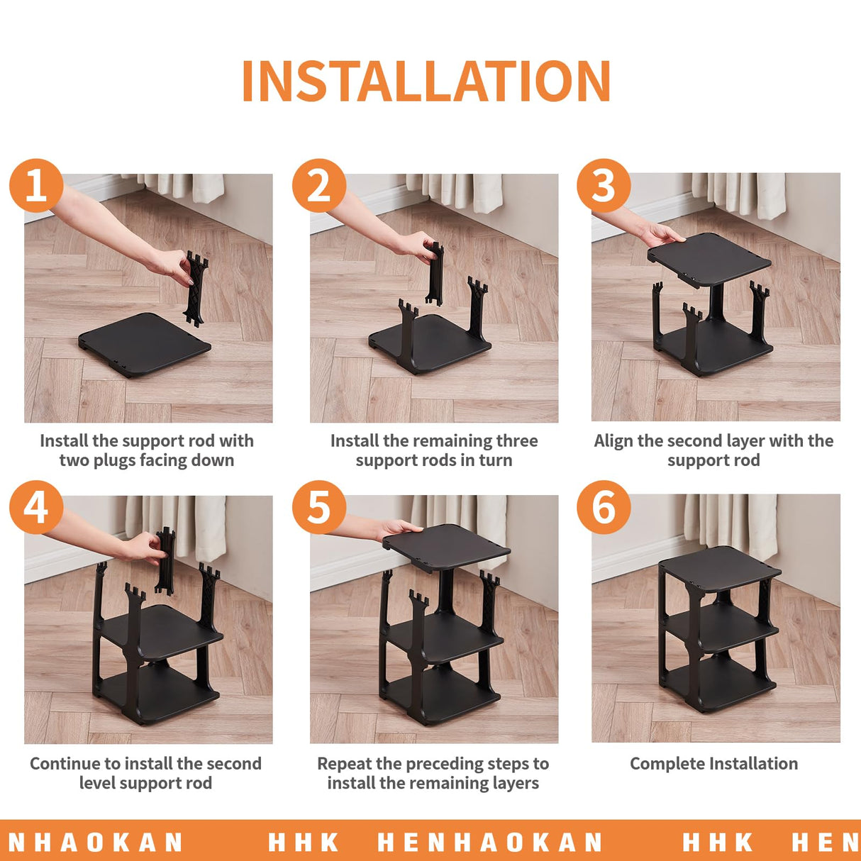 HHK HenHaoKan 5 Tiers Shoe Rack Organizer for Closet Shoe Holder Storage Narrow Plastic Vertical, Free Standing Shoe Rack Shelf for Entryway Stackable Stability DIY, Black HHK HenHaoKan