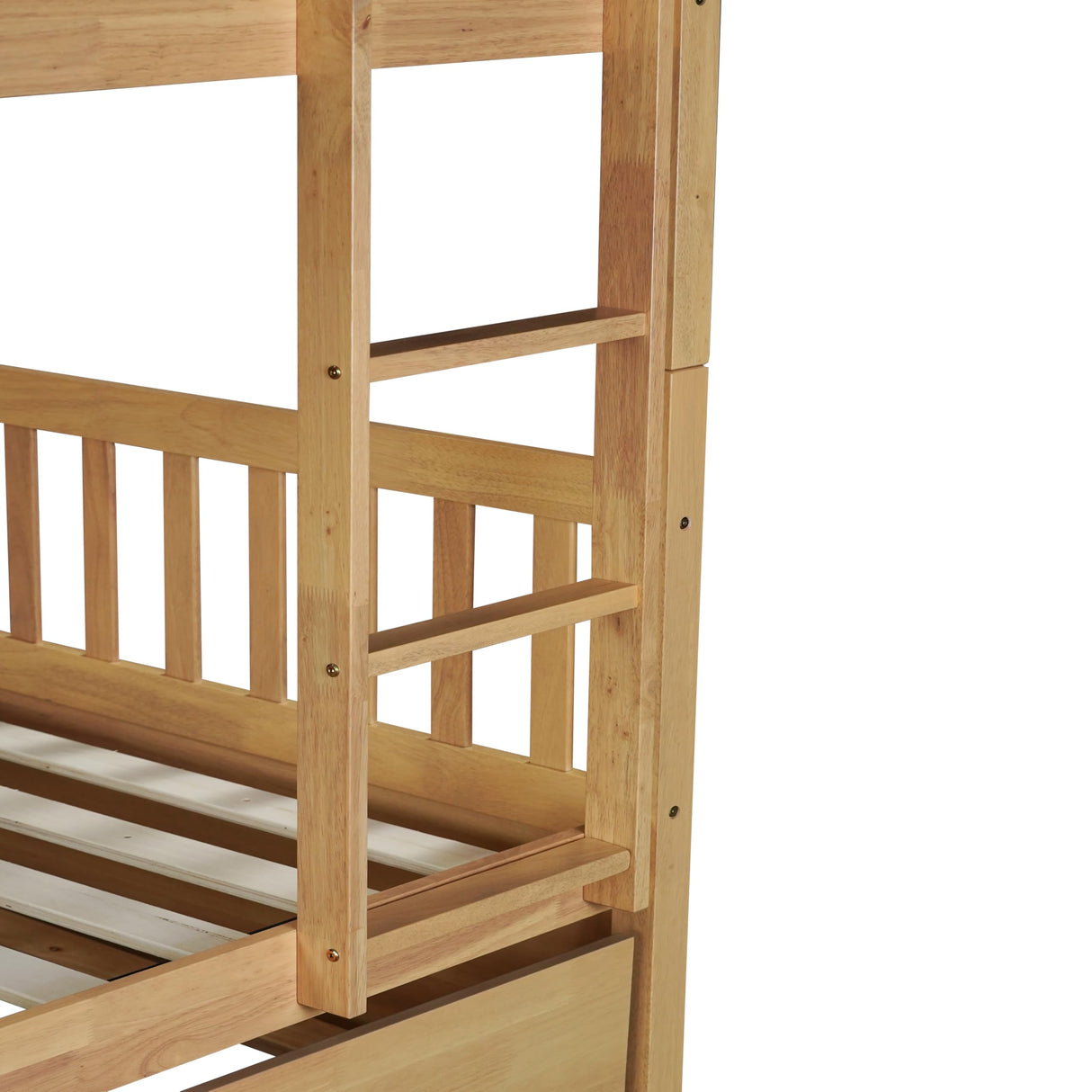 WIILAYOK Full Over Full Bunk Bed with Trundle, Convertible to 2 Platform Bed, Solid Wood Bunk Bed with Ladder and Safety Rails for Teens, Adults, Natural WIILAYOK