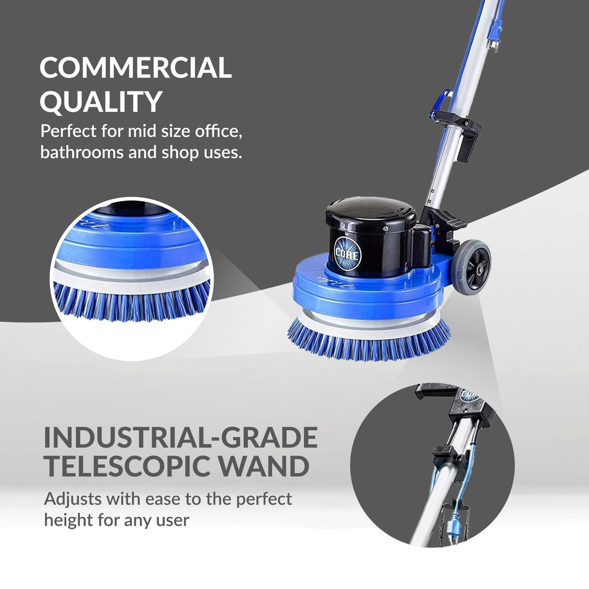Prolux Core 13 inch Electric Floor Buffer Scrubber and Polisher Machine - All Floor Surfaces Prolux