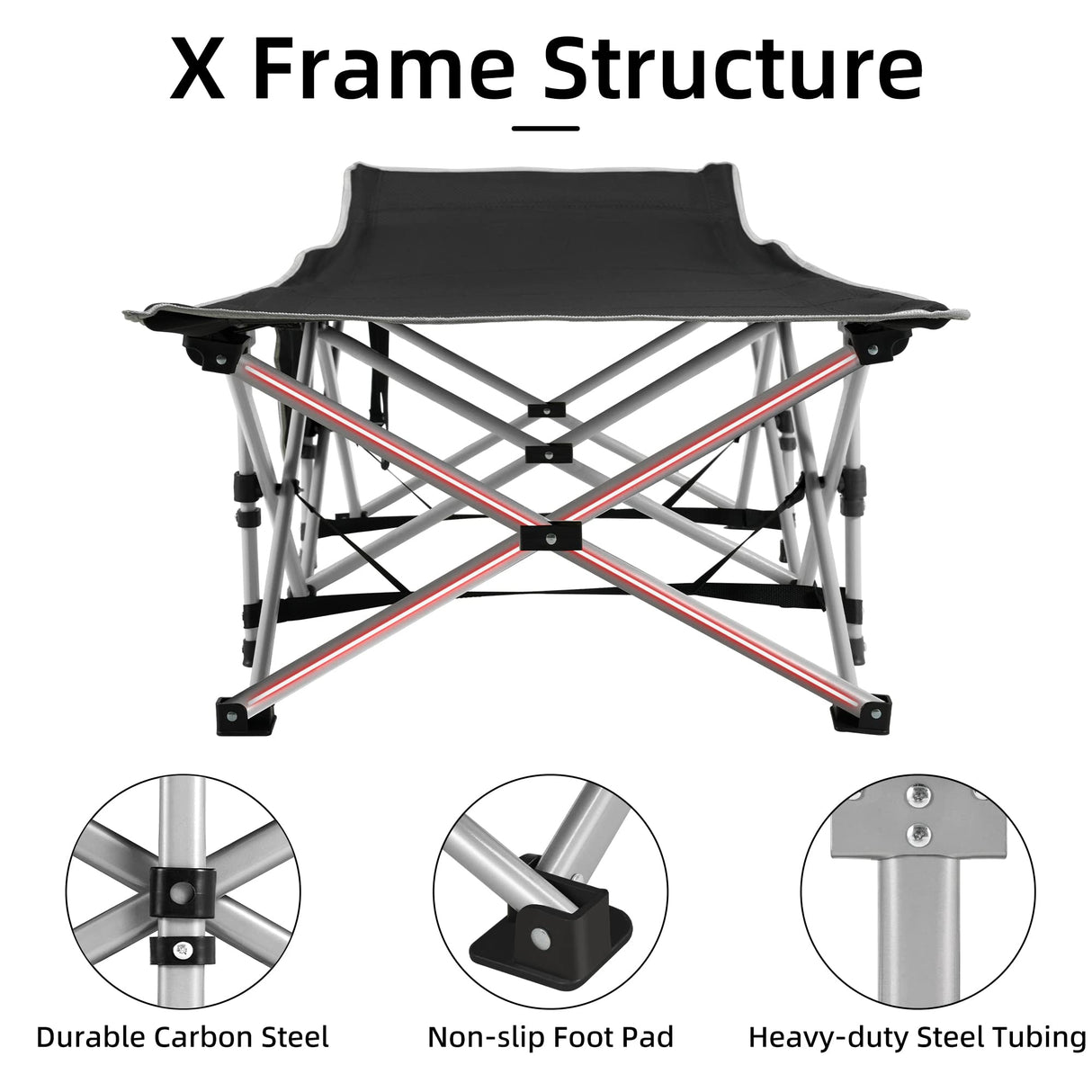 Fragess Portable Camping Cot, Sleeping Cot for Adult, 28" Extra Wide Heavy Duty Folding Cot Max Load 600LBS with Thick Mattress, Portable Camping Bed for Camp Outdoor/Office, Home Nap (Blue) Fragess