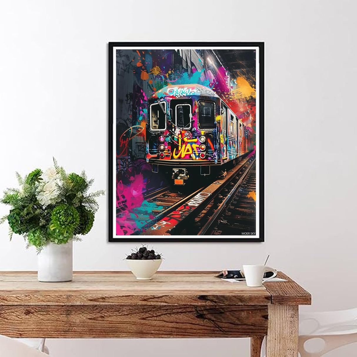 MOER SKY Hip Hop Train Diamond Painting Kits for Adults, Vehicle Diamond Painting Art Kit for Adult, 5D Full Drill Diamond Dots Painting for Beginners Home Wall Decor Gifts 12x16 Inch MOER SKY