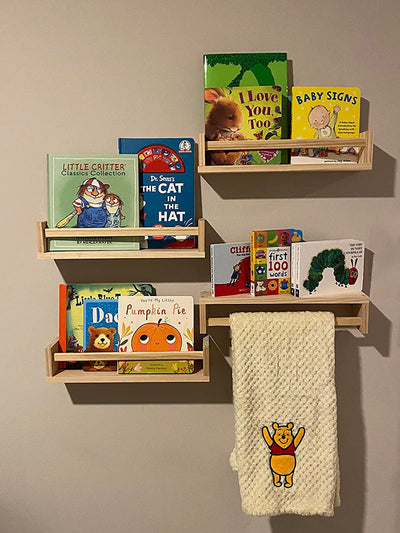 Burlywood Floating Shelves Set of 4 - 15.7 Inch Versatile Kids Bookshelf for Home Décor