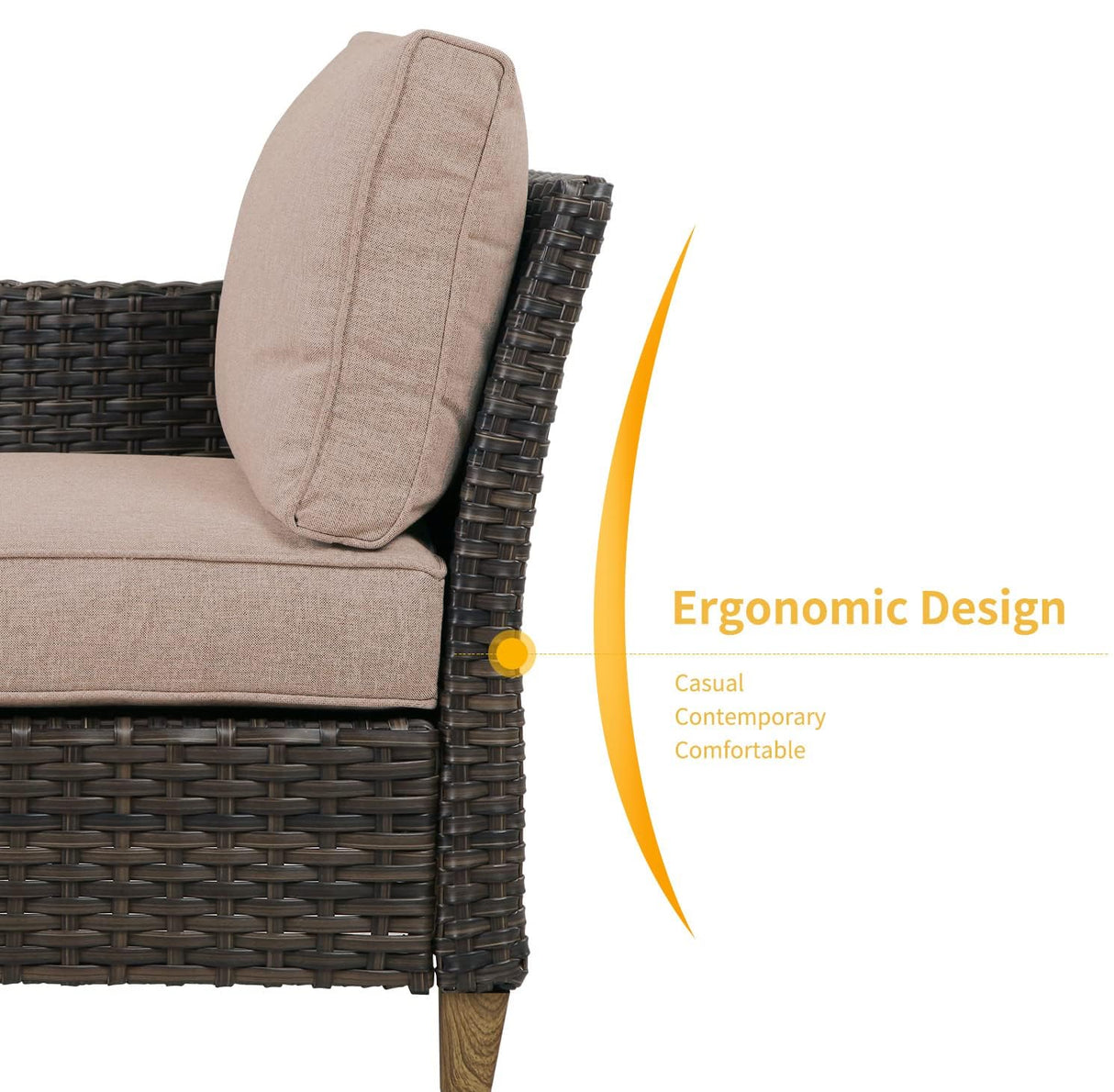 Grand patio Sofa Sets Outdoor Furniture Sets, Wicker Patio Furniture 7-Piece Sectional Sofa with Thick Olefin Cushions for Yard Garden Porch for Six (Beige Sofa Set for Six, 7 PCS) Grand patio