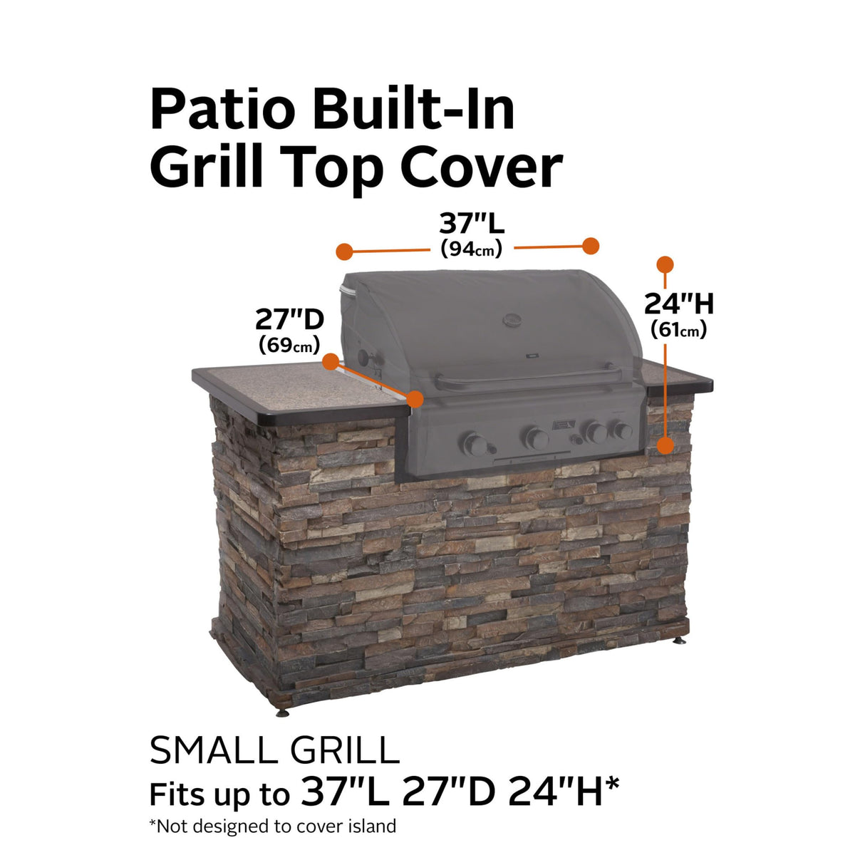 Classic Accessories Ravenna Water-Resistant 37 Inch Built-In BBQ Grill Top Cover, Taupe, Grill Cover, Grill Cover for Outdoor Grill, BBQ Cover Classic Accessories