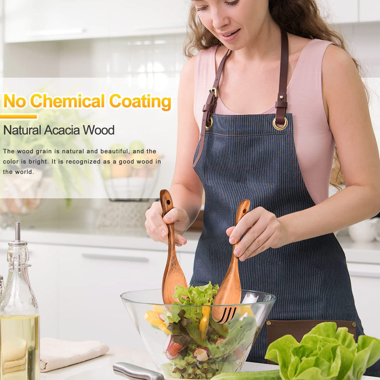 Spurtles Kitchen Tools Wooden, 7Pcs Wooden Spurtle Spatula Set, Natural Premium Acacia Wooden Spoons for Cooking, Heat Resistant Cooking Utensil for Nonstick Cookware, Spurtle for Sourdough Starter ICSTI