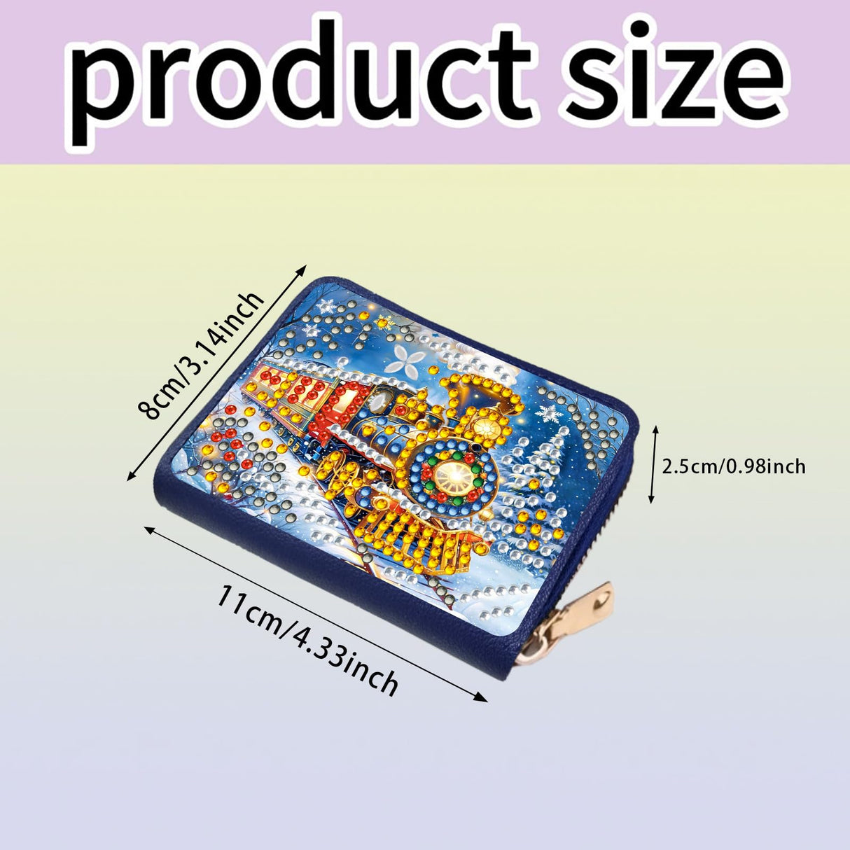 ARTopet Christmas Credit Card Holder Diamond Art Painting PU Wallet ID Card Case Zipper Anti-demagnetization Business Accordion Wallet Crafts Gift for Women Men Travel-Train ARTopet