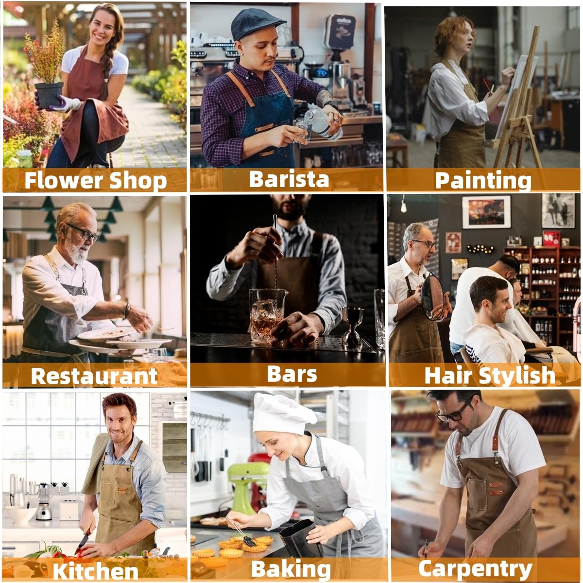 BLIRITEL Canvas Work Aprons for Men with Tools Pockets,Heavy Duty Adjustable Tools Apron, Woodworking Apron for Carpenters Mechanic (Grey) BLIRITEL