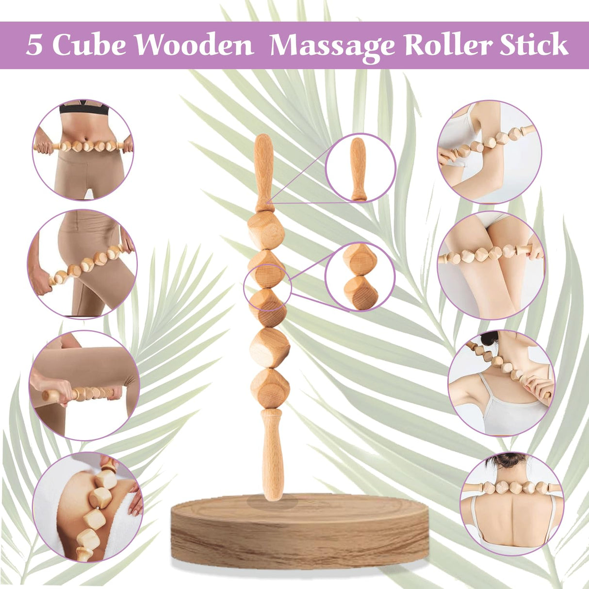 Wood Therapy Massage Tools Kit, Wooden Massager Tools, Body Contouring & Shaping, Muscle Pain Relief Massager Tool, Lymphatic Drainage Massager, Wooden Rollers for Massage, Wooden Body Sculpting Tools PURE VIBE