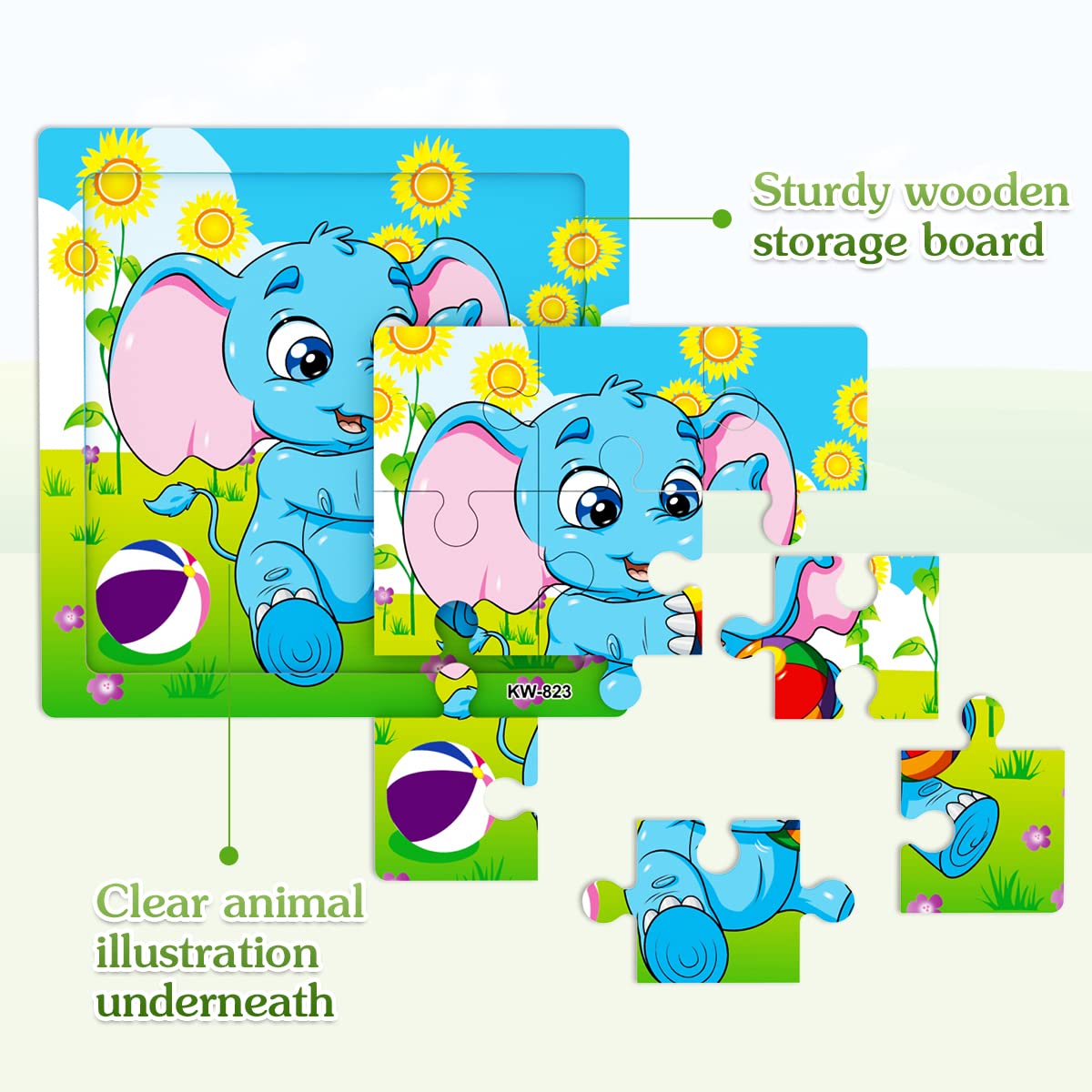 Aitey Set of 6 Toddler Puzzles Ages 2-4, Wooden Jigsaw Puzzles for Kids Ages 3-5, Puzzles for Toddlers 2 3 4 Year Old, Kids Puzzle Toys with Animal Patterns Educational Toys for Boys and Girls Aitey