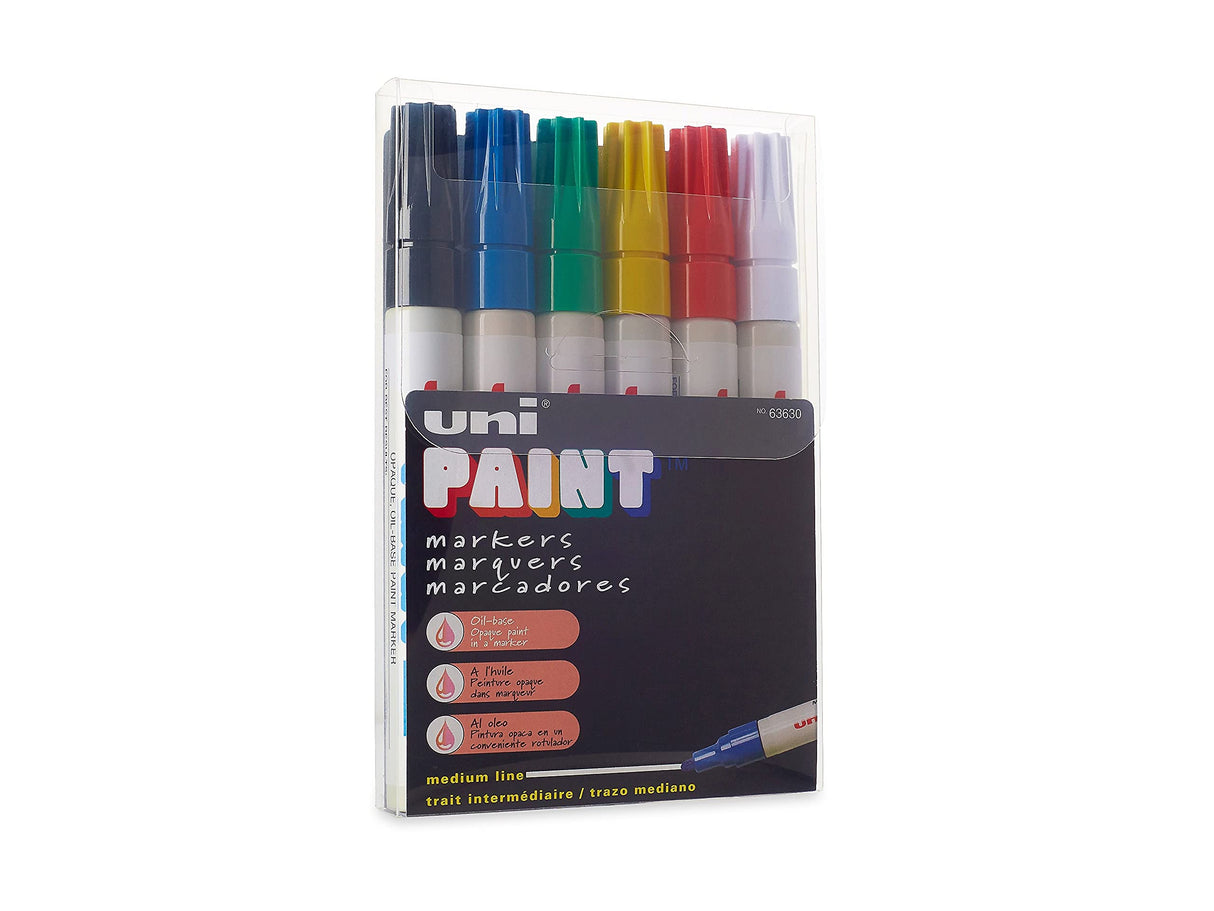 Uni-Paint Oil Based Marker, Medium Point, Assorted Inks,63630, 6/Set Sanford uni-Paint
