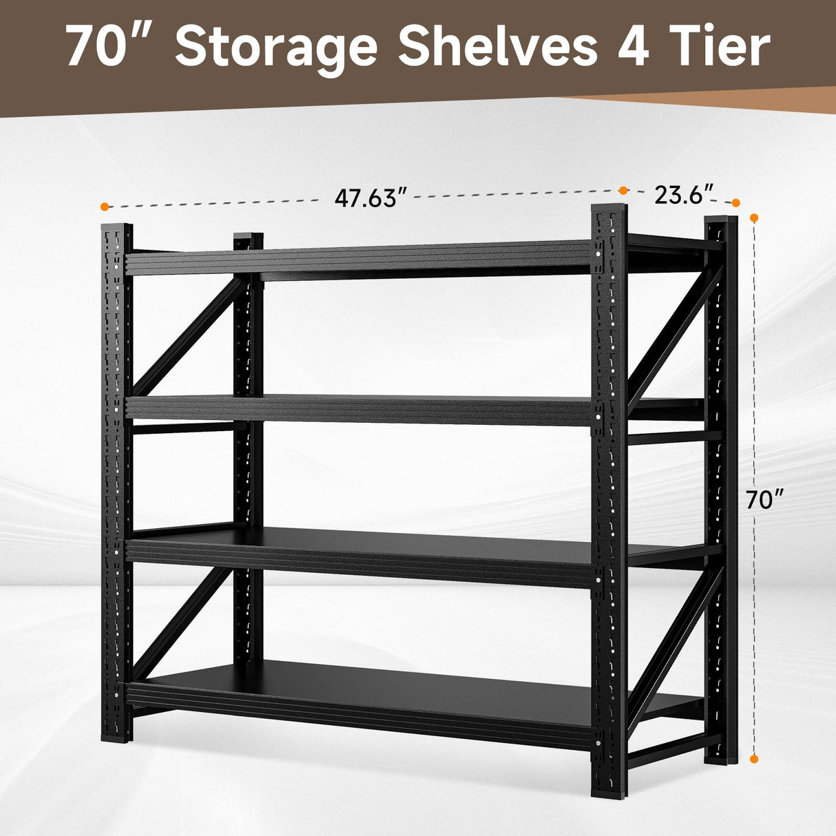 ZAOUS 3000LBS Storage Shelves,48" W Garage Shelving Heavy Duty 4 Tier Metal Storage Rack Shelf,Industrial Shelving Adjustable Shelf for Basement Warehouse 48" W x 24" D x 70" H,Black ZAOUS
