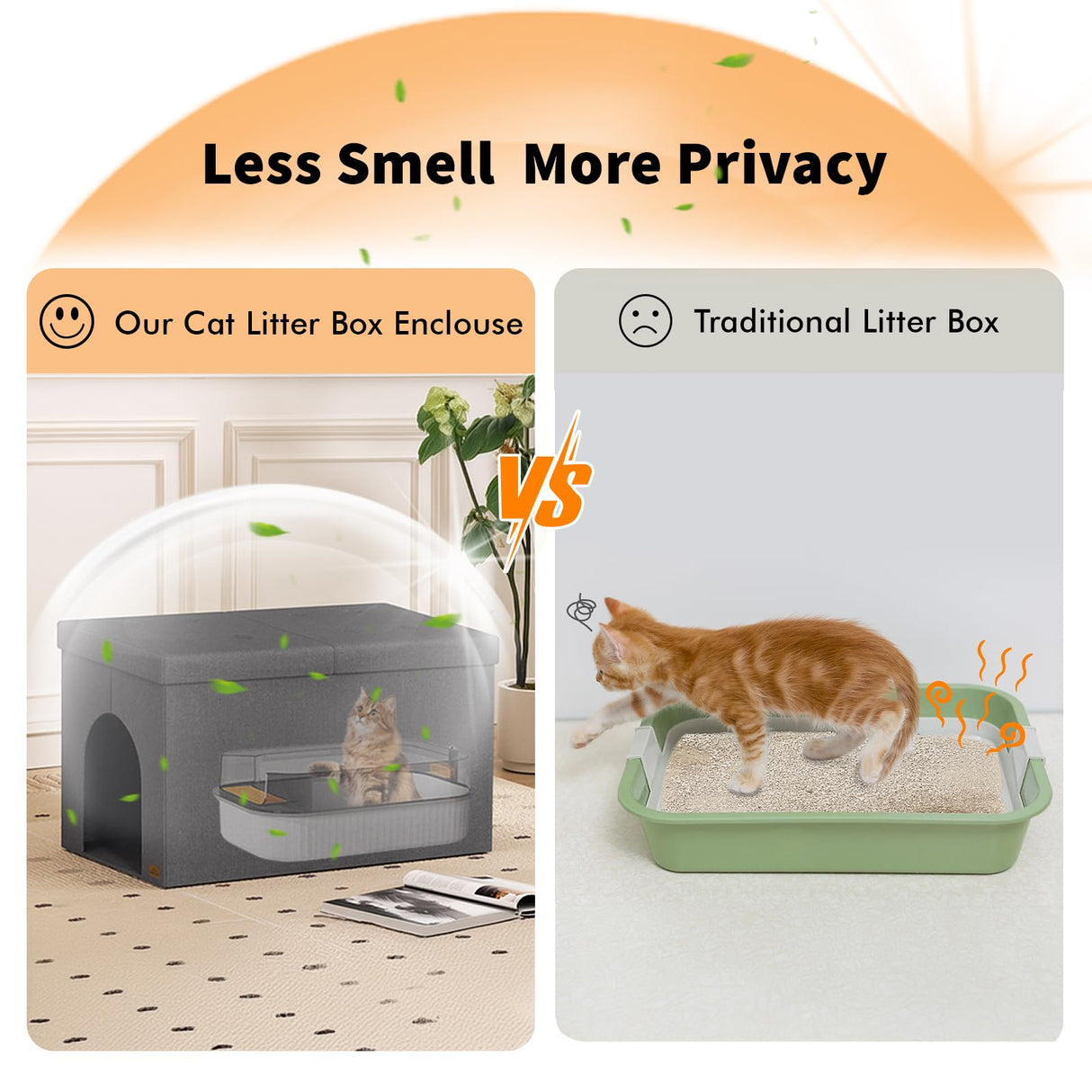 Zerbuger Cat Litter Box Enclosure Furniture for Odor Control, Hidden Cabinet Cats Litter Ottoman with Flip-Up Lid,Cat Litter Box Bench with Storage Space, Dog Proof(Grey, Large) Zerbuger