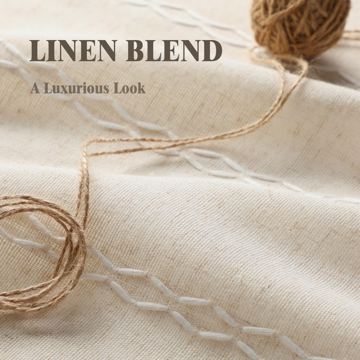 XOGUIBO Boho Blackout Curtains 2 Panels 84 Inch for Living Room Bedroom, Beige Linen Texture Farmhouse Curtains with Tassels and Cotton Embroidery Vintage Rustic Western Rod Pocket XOGUIBO