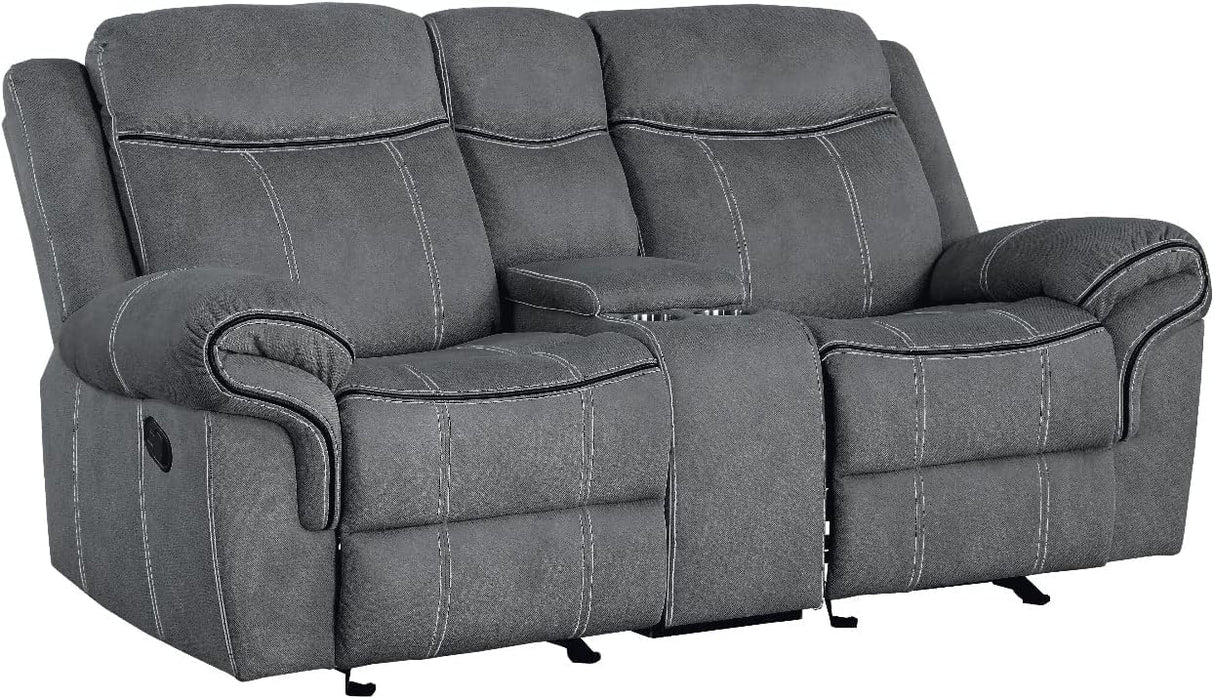 Acme Zubaida Reclining Loveseat with USB Dock and Console in 2-Tone Gray Velvet Acme