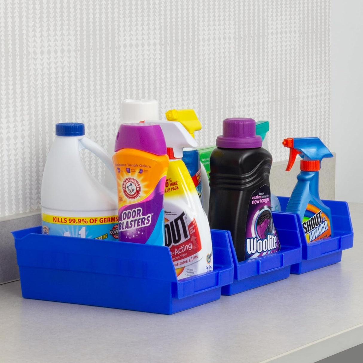 Akro-Mils 30150 Plastic Shelf Bins, Heavy Duty Storage Bins for Garage, Closet, and Drawer Organization, 12-Inch x 6-1/2-Inch x 4-Inch, Blue, 12-Pack Akro-Mils