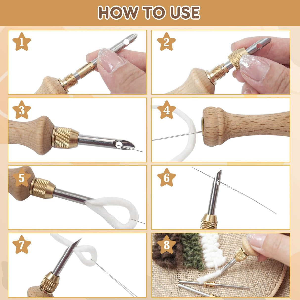 Punch Needle Kit with Storage Box,Adjustable Punch Needle Tool with 5 Different Metal Needles,Embroidery Punch Needle Set Adults Beginner for DIY Craft,Perfect for Decoration and Gifts Cheloment