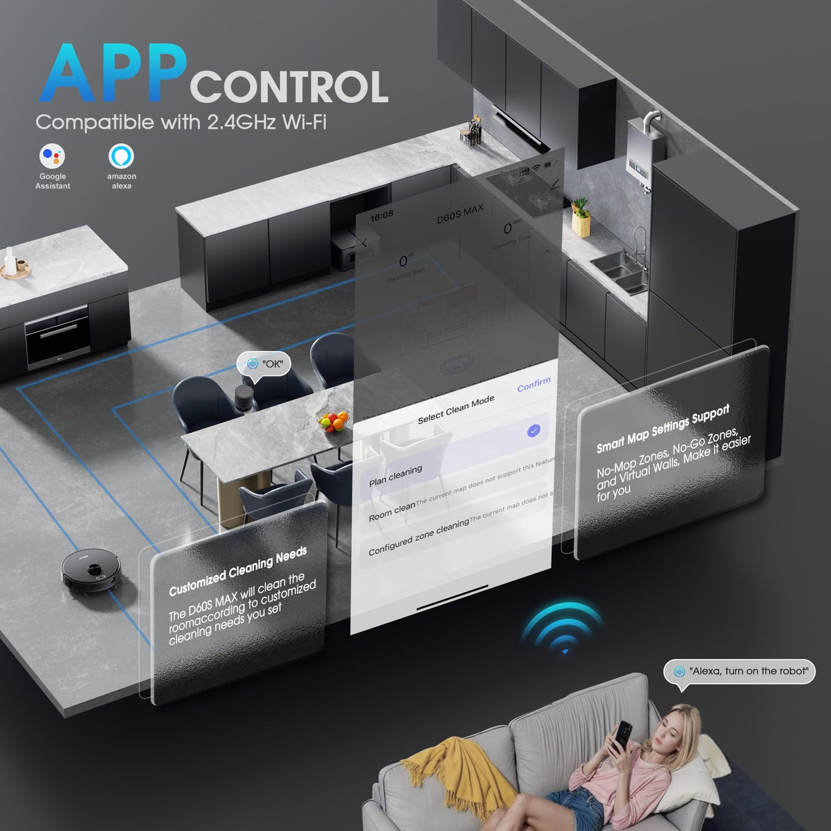 SHELIKI Robot Vacuum and Mop, 3-in-1 Robotic Vacuums Cleaner with LiDAR Navigation Smart Mapping & Max Strong 6000Pa Suction, WiFi/App/Alexa Voice Control, Obstacle Avoidance SHELIKI