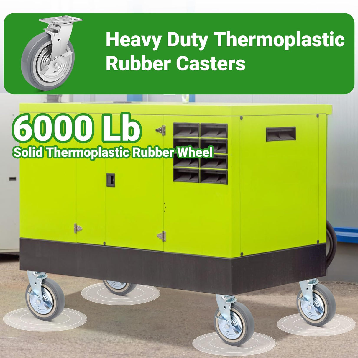 Nefish 8 Inch Heavy Duty Casters Wheels, Industrial Grade Thermoplastic Rubber Casters with Brake 6000 LBS, Ball Bearing Plate Swivel Castors Set of 4, Casters Wheels for Hand Truck, Industrial Nefish