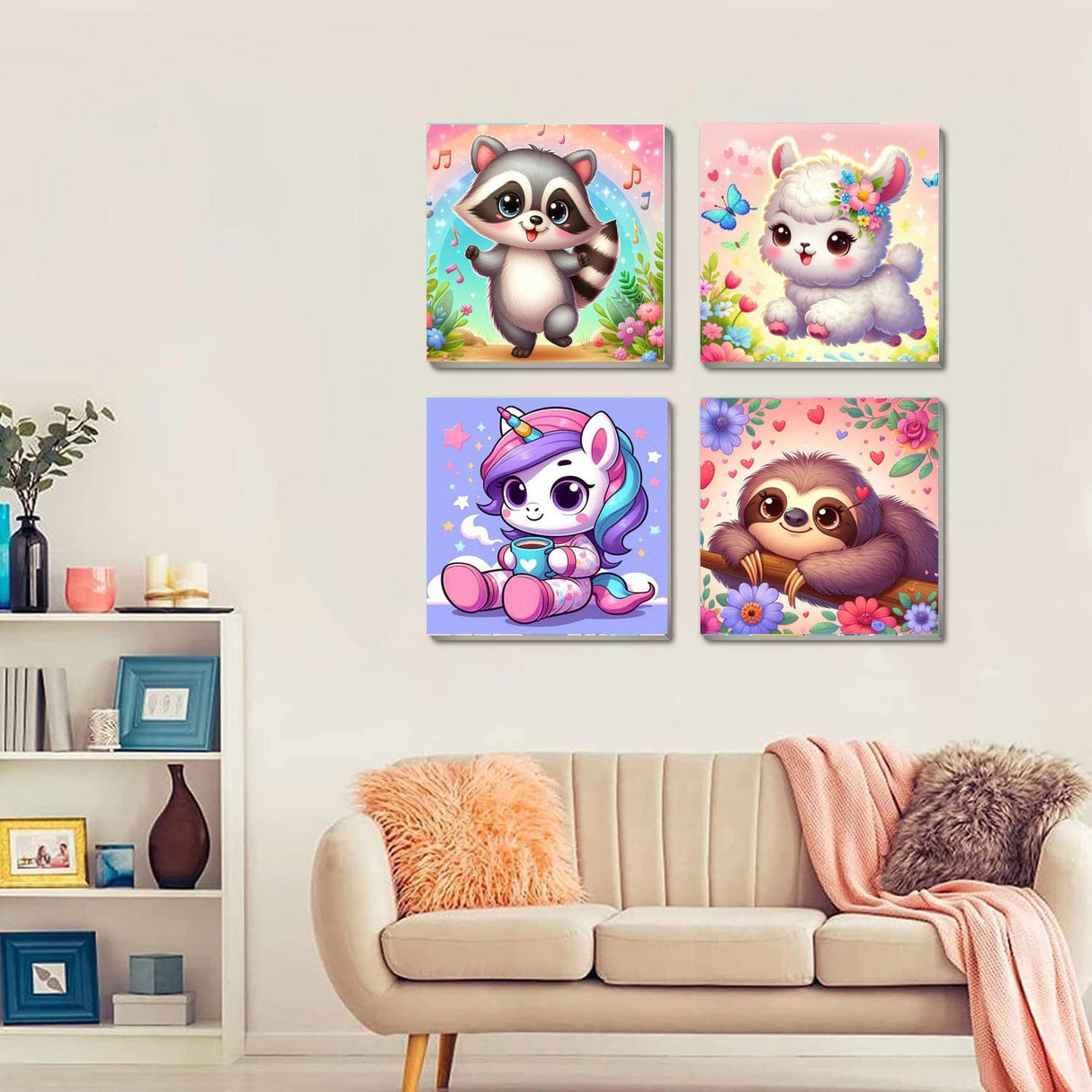 CraftyTime 4 Pack Framed Paint by Number for Kids Age 8-12 Kids, Cute Animals Paint by Numbers Kit for Beginners,Easy Acrylic Paint by Numbers Canvas Arts and Crafts for Wall Decor Gift 8x8in CraftyTime