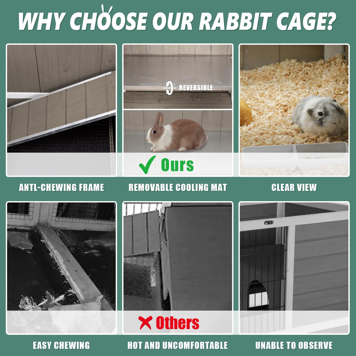 Gowoodhut Indoor Rabbit Hutch - 36''L Outdoor Wooden Bunny Hutch with Wheels Rabbit Cage Guinea Pig Cages Removable Pull Out Tray, Ramp, Hideout, Small Animals Pet House Hamster Ferret for Bunny Cage Gowoodhut