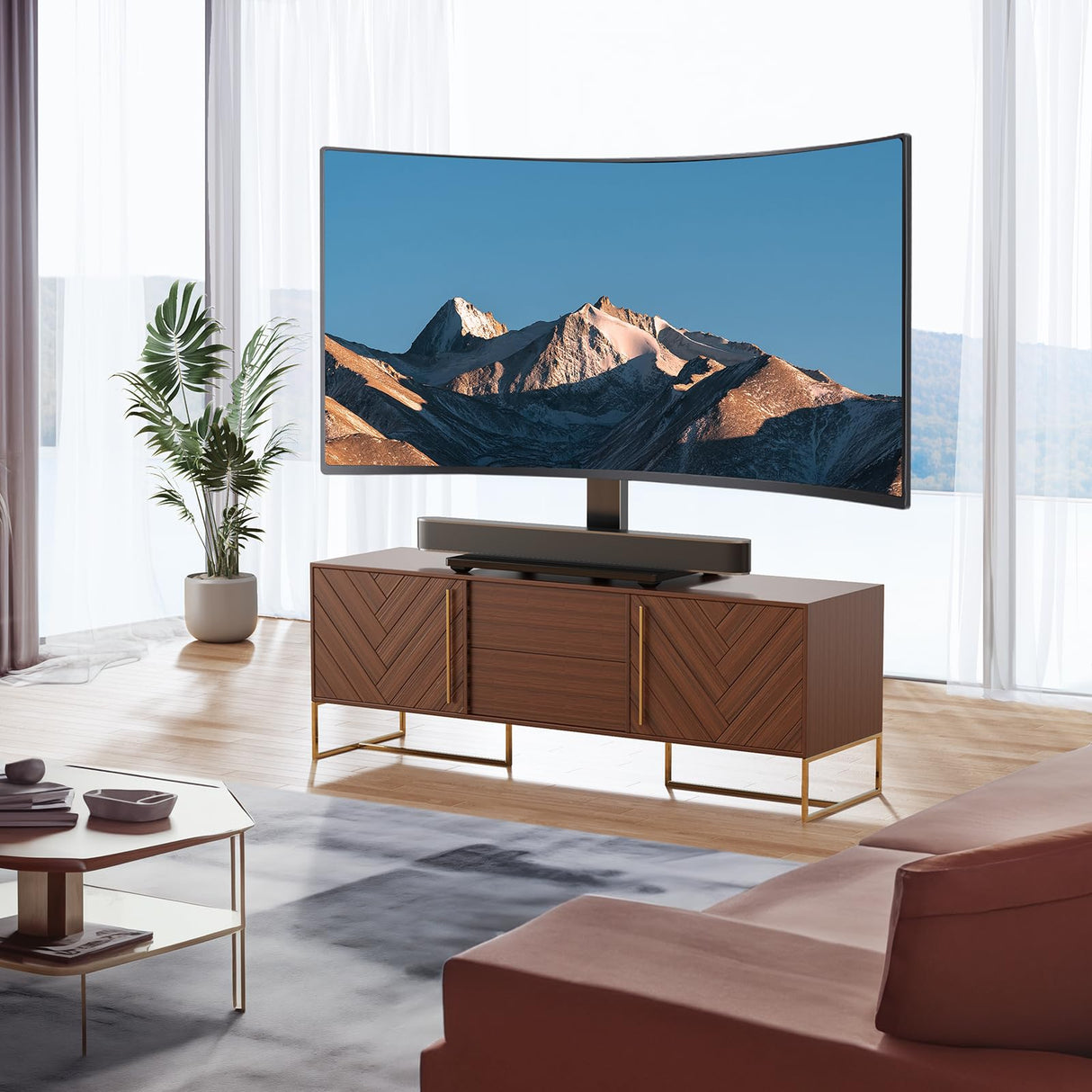 PERLESMITH Universal Swivel TV Stand Base, Table Top TV Stand for 37 to 65,70,75 inch LCD LED TVs, Height Adjustable TV Mount Stand with Tempered Glass Base, VESA 600x400mm, Holds up to 99lbs, PSTVS13 PERLESMITH