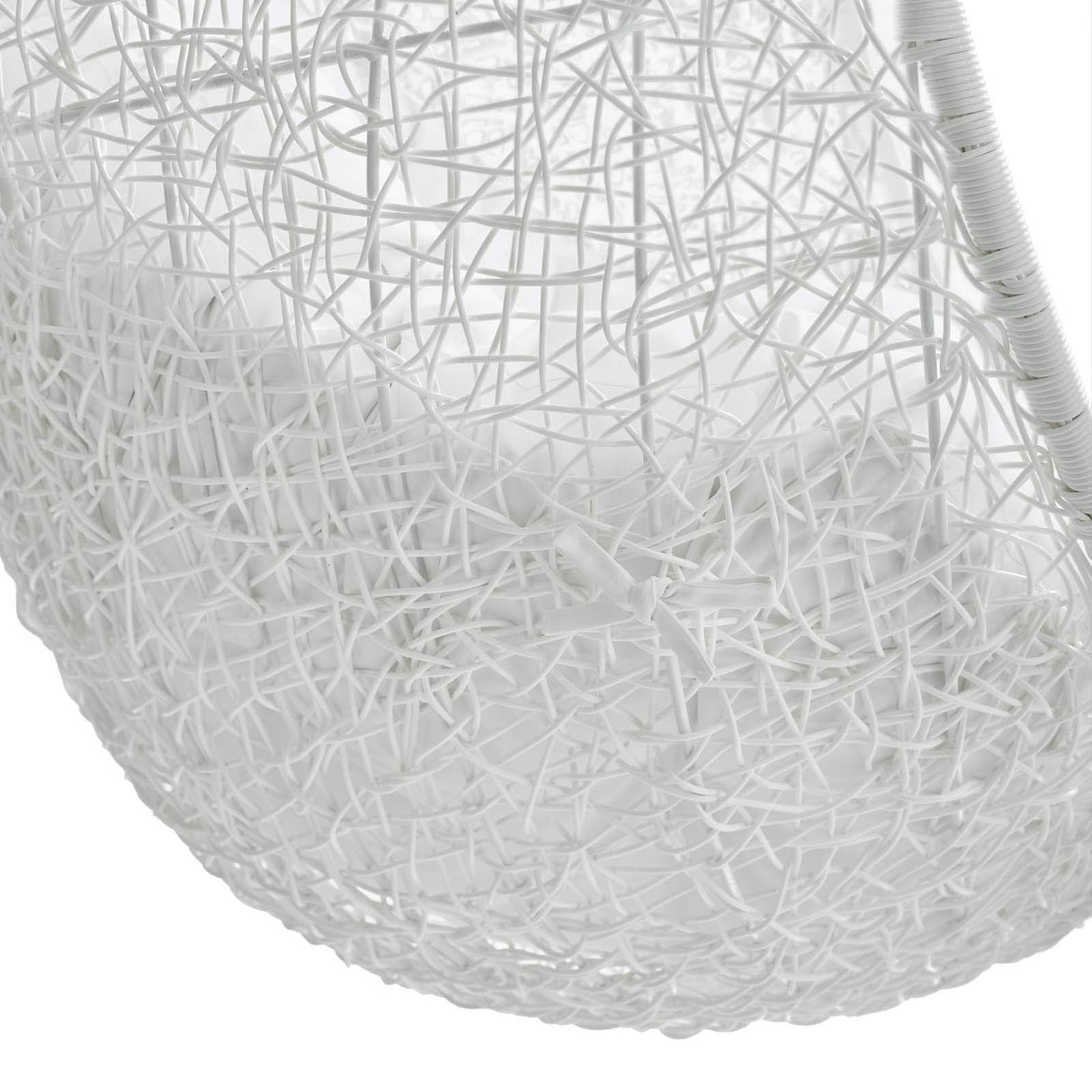 Modway Hide Wicker Rattan Outdoor Patio Porch Lounge Egg Swing Chair Set with Stand in White Modway