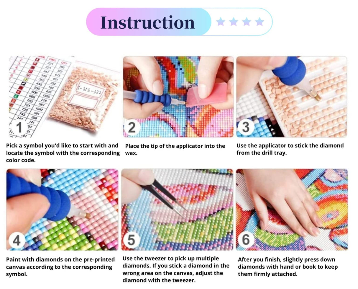 Puraikcmi DIY 5D Diamond Painting Kits Full Drill Round Diamonds Rhinestone Embroidery for Wall Decoration (Deer) Puraikcmi