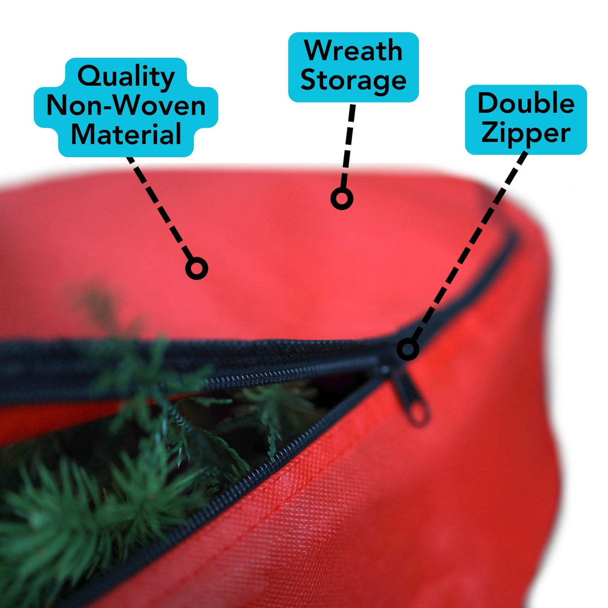 Iconikal 3-Pack Wreath Storage Bag with Handle 30-Inch Diameter Red Zippered Christmas Holiday Garland Organizer Tear-Resistant Protective Bulk Pack Iconikal