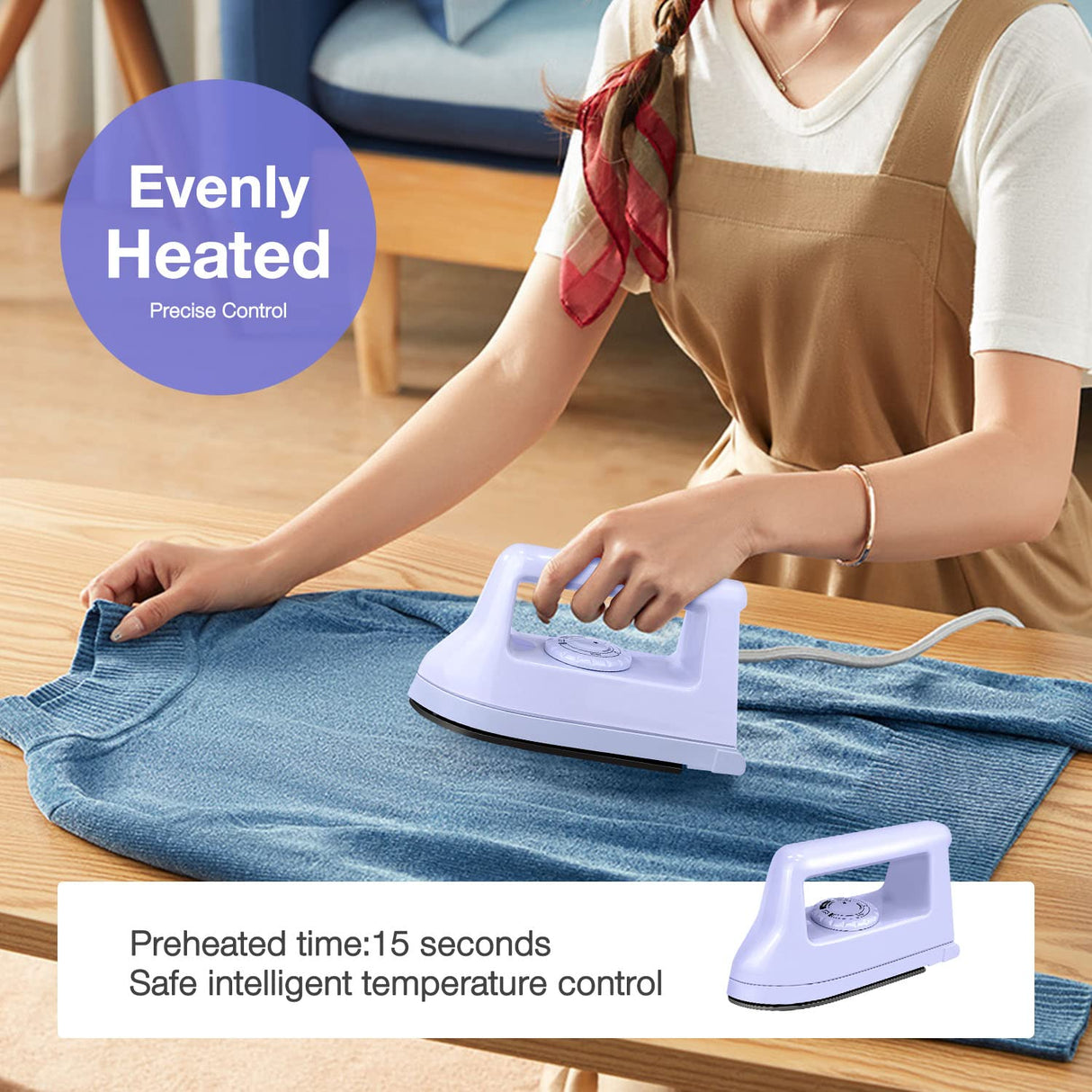 Mini Crafts Iron Handy Heat Press Machine Kit Portable with PVC Doormat for Heat Transfer, Charging Base Accessories for DIY T-Shirt Shoe Bag Vinyl Projects KPX