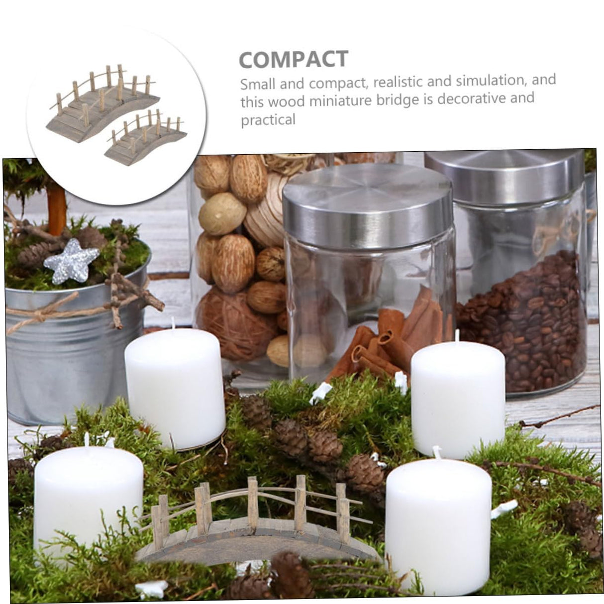 FOYTOKI 2Pcs Wood Decor Miniature Wooden Bridge Model Mini Mini Garden Wooden Bridge Pillar Outdoor Garden Decor Wooden Arch Bridge Ornaments Model Arch Bridge Miniature Household Large FOYTOKI