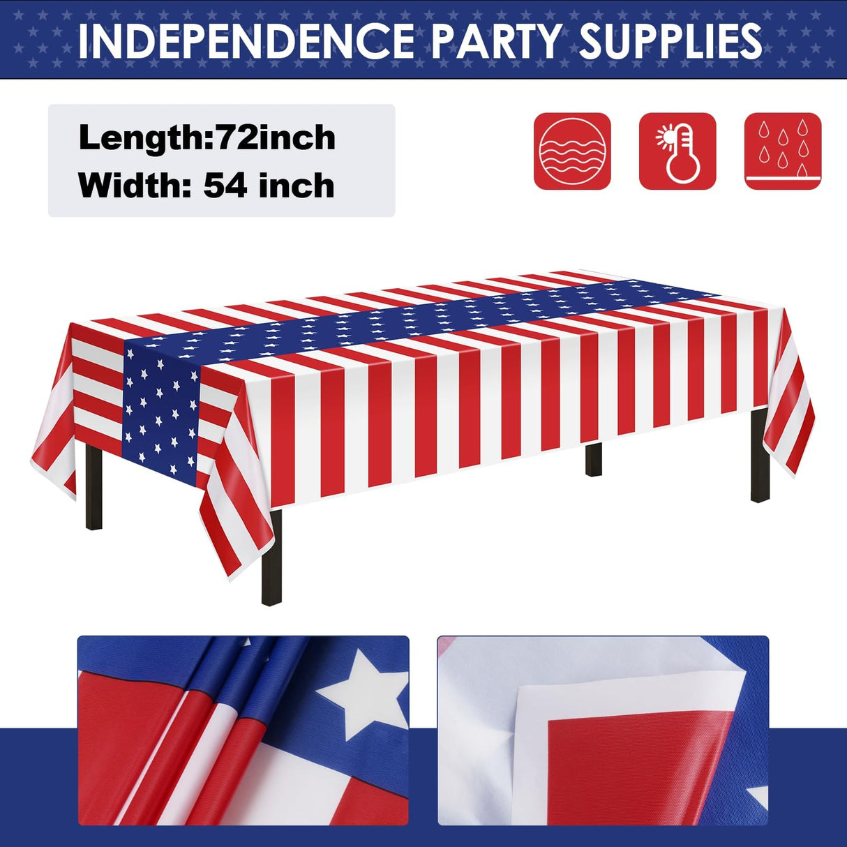 Patriotic Party Supplies,152Pcs American Flag Themed Party Set, Patriotic Party Decorations, American Flag Tablecloths,4th of July Plates Cups, Red White and Blue Decor for Outside, Picnic, Memorial Childom