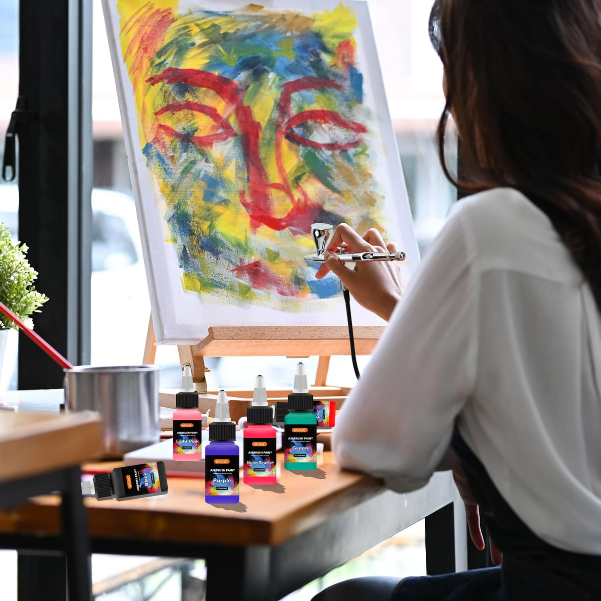 Ovaga Airbrush Paint Set, 11 Colors (20 ml/0.7 oz), Ready to Spray, Opaque & Neon, Water-Based Acrylic Kit for Artists & Hobbyists Ovaga