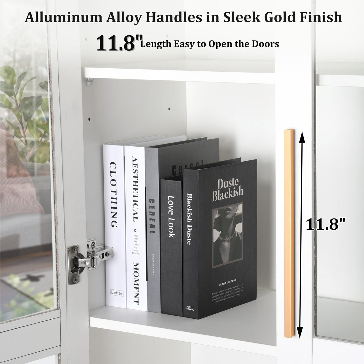 jamege 67” Tall China Storage Cabinet with Tempered Glass Doors, Curio Display Cabinet, Bookshelves, Bookcase with Adjustable Shelves, for Living Room, Kitchen, Dining Room, Pantry, Home, Office jamege