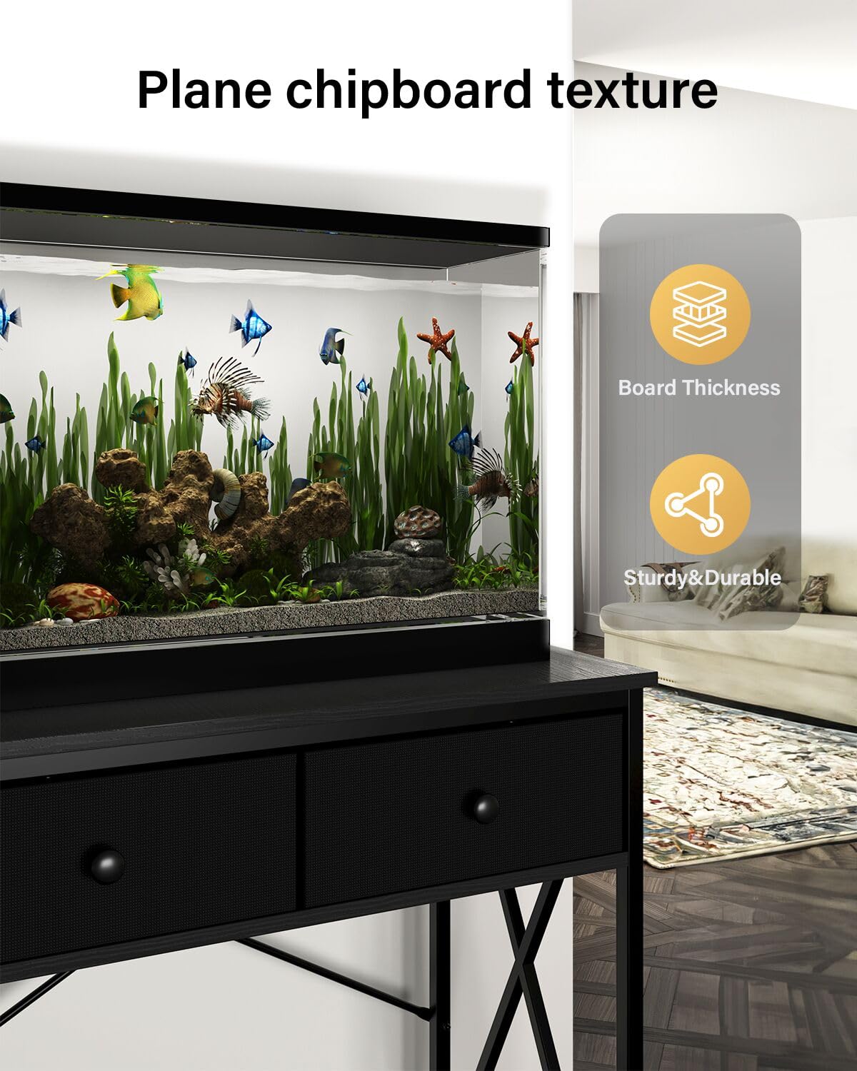 FILKO Fish Tank Stand 10 Gallon: Sturdy Aquarium Stand with Accessories Storage - Metal Fish Tank Table for 5-10 Gallon Reptile Breeder Turtle Terrarium - 19.4"X16.5" Weight Capacity 220 lbs FILKO