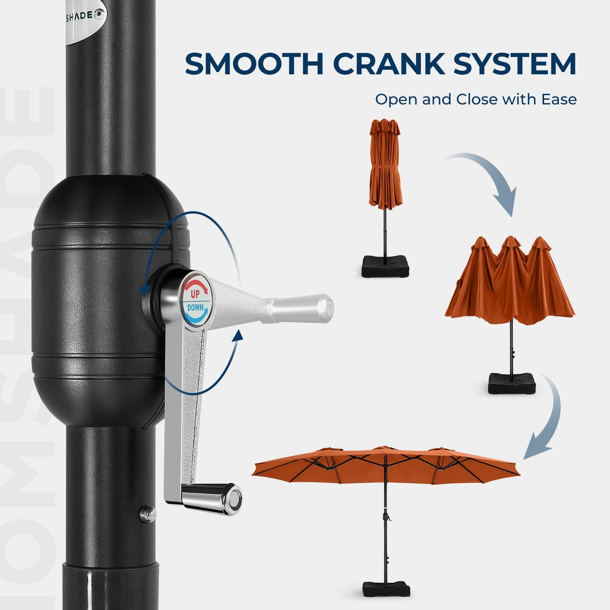 HOMSHADE 15ft Large Patio Umbrellas with 138lbs Base Included - Rectangle Oversized Double Sided Outdoor Umbrella for Market, Deck, Pool, Garden(Orange) HOMSHADE